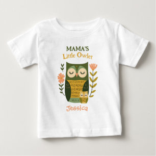 T-shirt Pour Bébé Maman petite chouette fille nom fantaisiste vert