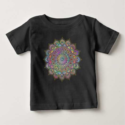 T-shirt Pour Bébé Mandala coloré chic de style indien 1 (Devant)