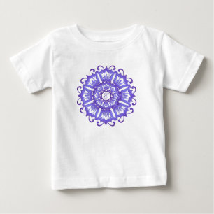 T-shirt Pour Bébé Mandala turquoise ethnique. monogramme