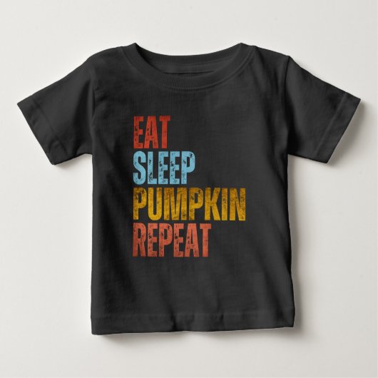 T-SHIRT POUR BÉBÉ MANGER DORMIR CITROUILLE RÉPÉTER (Devant)