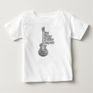T-shirt Pour Bébé Mangez la répétition de la guitare de sommeil. vin