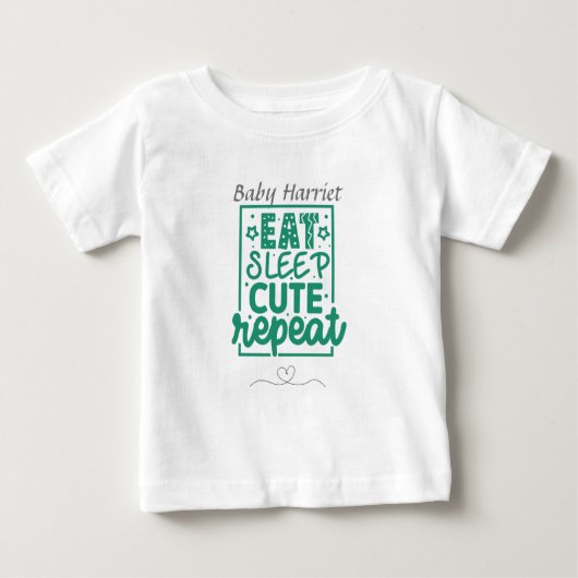 T-shirt Pour Bébé Mangez Sleep mignonne Répéter- Nom de personnalise (Devant)
