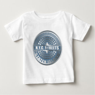 T-shirt Pour Bébé Manhole Staten Island Blue