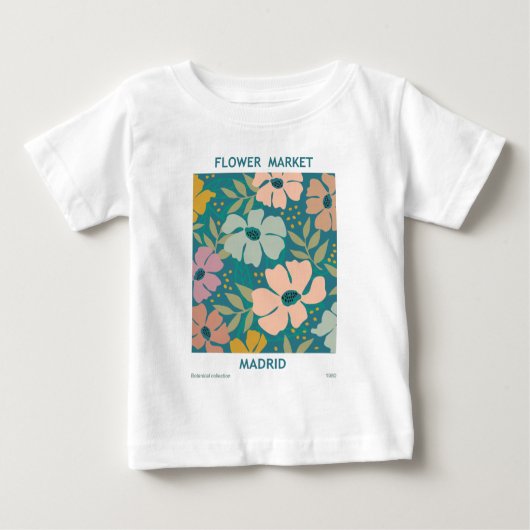T-shirt Pour Bébé Marché aux fleurs Madrid Imprimer (Devant)