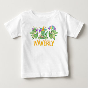 T-shirt Pour Bébé Mardi Gras En vichy et Gators Nom Chemise