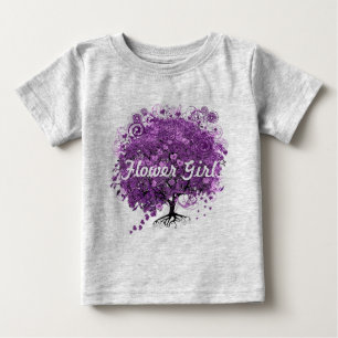 T-shirt Pour Bébé Mariage de feuille de coeur pourpre de forêt