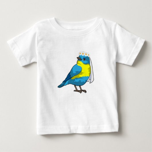 T-shirt Pour Bébé Mariée oiseau avec une couronne de fleurs (Devant)