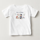 T-shirt Pour Bébé Marine Nautique Cute Bear Boy 1er Anniversaire (Devant)