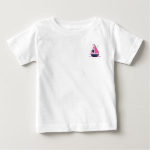 T-shirt Pour Bébé Marine Thème Girl Voilier Pink Polka Dot Sail