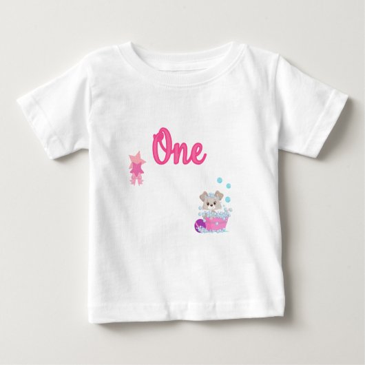 T-shirt Pour Bébé Marionnette dans le bain une fille d'un an anniver (Devant)