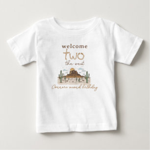 T-shirt Pour Bébé Marron Rustique Bienvenue à l'Ouest 2ème Anniversa