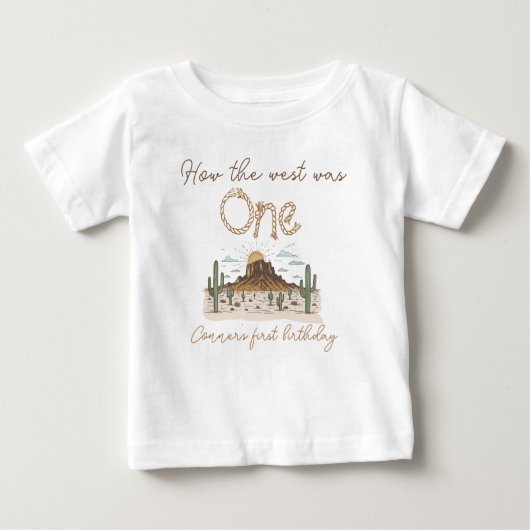 T-shirt Pour Bébé Marron Rustique Comment l'Ouest a été un 1er Anniv (Devant)