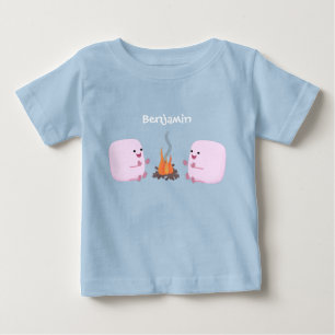 T-shirt Pour Bébé Marshmallows mignons roses par dessin animé sur le
