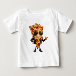 T-shirt Pour Bébé Mascotte de tranche de pizza cool en veste de cuir