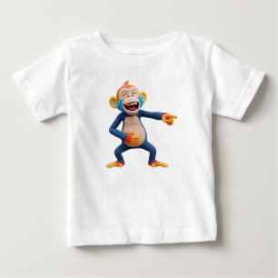 T-shirt Pour Bébé Mascotte singe pointant et riant