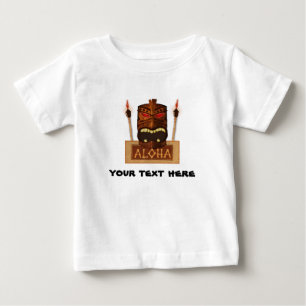 T-shirt Pour Bébé Masque Tiki en Bois Vintage Rétro Aloha Hawaïen