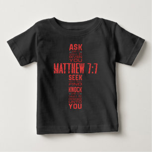 T-shirt Pour Bébé Matthieu 7:7 Bible Verse Cross