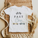 T-shirt Pour Bébé MAVERICK Vintage Race Car Fast Un 1er Anniversaire<br><div class="desc">Ce t-shirt pour bébé de 1er anniversaire présente des voitures de course bleu et jaune vintage avec les mots "rapide". Ce tee-shirt bébé est l'ajout parfait à une fête d'anniversaire ou à un événement d'un premier anniversaire rapide.</div>