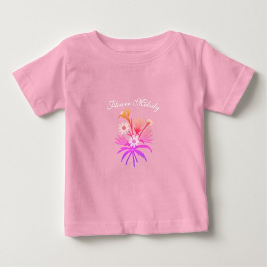 T-shirt Pour Bébé Meadow Flowers Embroidery – Botanical Fantasy Pink (Devant)