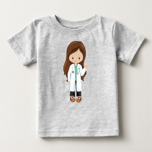T-shirt Pour Bébé Médecin, Infirmière, Stéthoscope, Blouse de Labora (Devant)