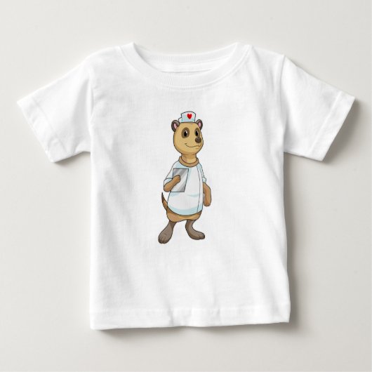 T-shirt Pour Bébé Meerkat comme infirmière avec coeur (Devant)