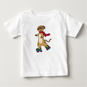 T-shirt Pour Bébé Meerkat comme patineur avec patins à rouleaux