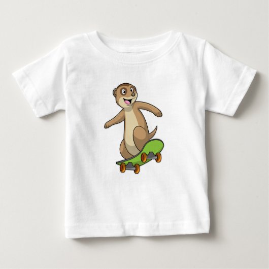 T-shirt Pour Bébé Meerkat comme Patineur avec Skateboard (Devant)