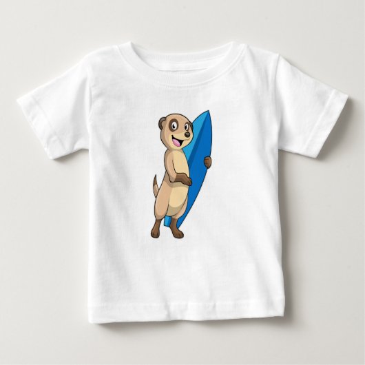 T-shirt Pour Bébé Meerkat comme surfeur avec Surfer (Devant)