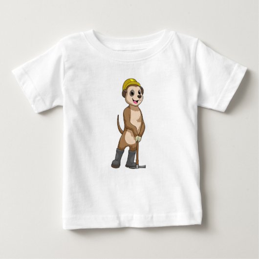 T-shirt Pour Bébé Meerkat en tant que mineur avec Pickaxe (Devant)