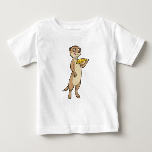 T-shirt Pour Bébé Meerkat with pizza (Devant)