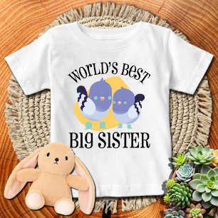 T-shirt Pour Bébé Meilleure Grande Sœur du Monde Jolies Oiseaux