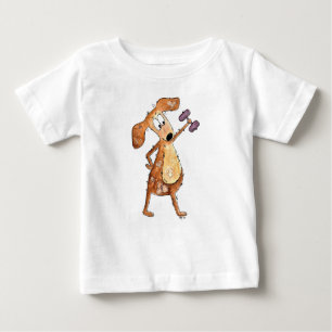 T-shirt Pour Bébé Mélange Whimsical Brown Chien Poids de levage