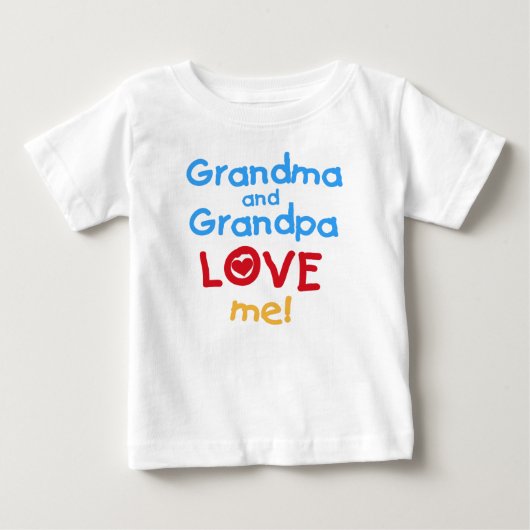 T-shirt Pour Bébé Mémé et Papi m'aiment (Devant)