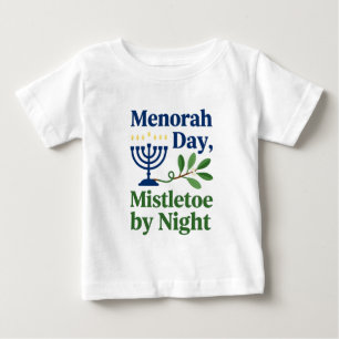 T-shirt Pour Bébé Menorah le jour Gui de gui la nuit Christmukkah Ju