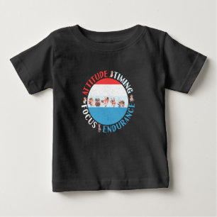 T-shirt Pour Bébé Mentalité de joueur de baseball - Rouge Blanc Bleu