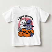 T-shirt Pour Bébé Meow-Loween - Cute Halloween Conception Chat (Devant)
