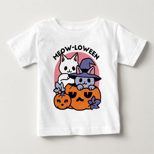T-shirt Pour Bébé Meow-Loween - Cute Halloween Conception Chat (Devant)