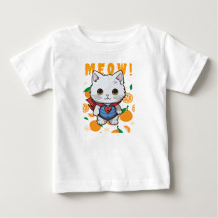 T-shirt Pour Bébé "MEOW!" T-shirt bébé chat super-héros adorable