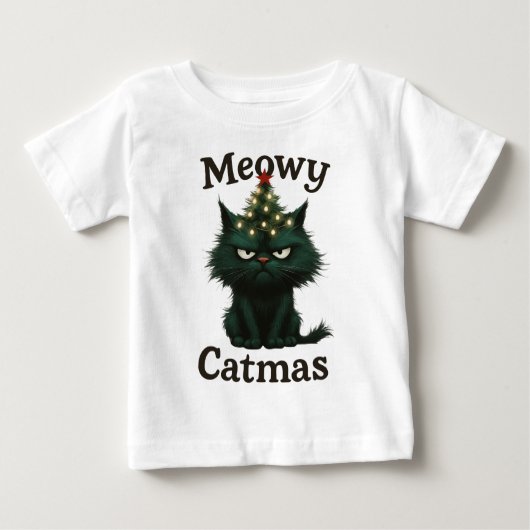 T-shirt Pour Bébé Meowy Catmas Moody cat (Devant)