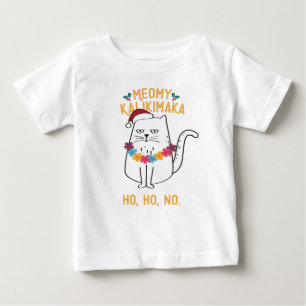 T-shirt Pour Bébé Meowy Kalikimaka Funny Chat Santa Hat Noël