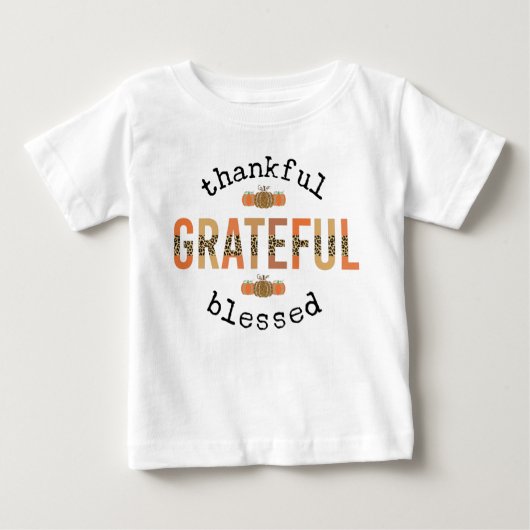 T-shirt Pour Bébé Merci Grateful Blessé mignon automne Thanksgiving (Devant)