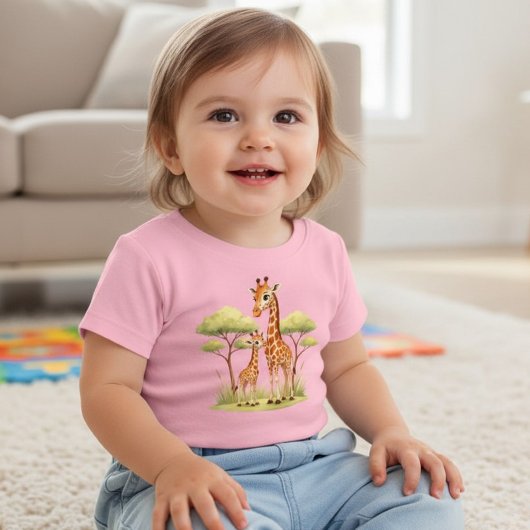 T-shirt Pour Bébé Mère bébé girafeaux mignons Safari Enfants