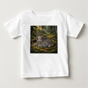 T-shirt Pour Bébé Mère Louve Et Ses Petits