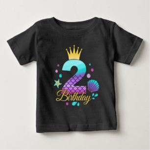 T-shirt Pour Bébé Mermaid Anniversaire 2ème Anniversaire