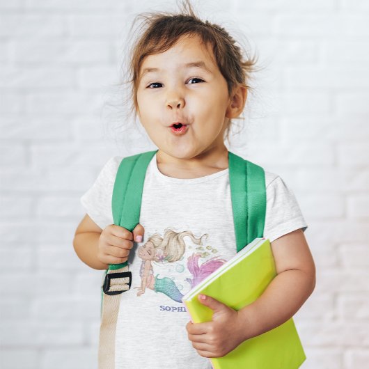 T-shirt Pour Bébé Mermaid Cute Rose Sehorse Star Poisson