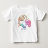 T-shirt Pour Bébé Mermaid Cute Rose Sehorse Star Poisson (Devant)