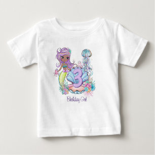T-shirt Pour Bébé Mermaid Premier anniversaire   Whimsical Sea Life 