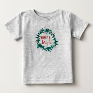 T-shirt Pour Bébé Merry & Bright Christmas Wreath Kid