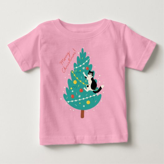 T-shirt Pour Bébé Merry Catmas - Une escalade de Noël Purr-fect (Devant)