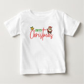 T-shirt Pour Bébé Merry Christmas Cute Santa Script Tee (Devant)